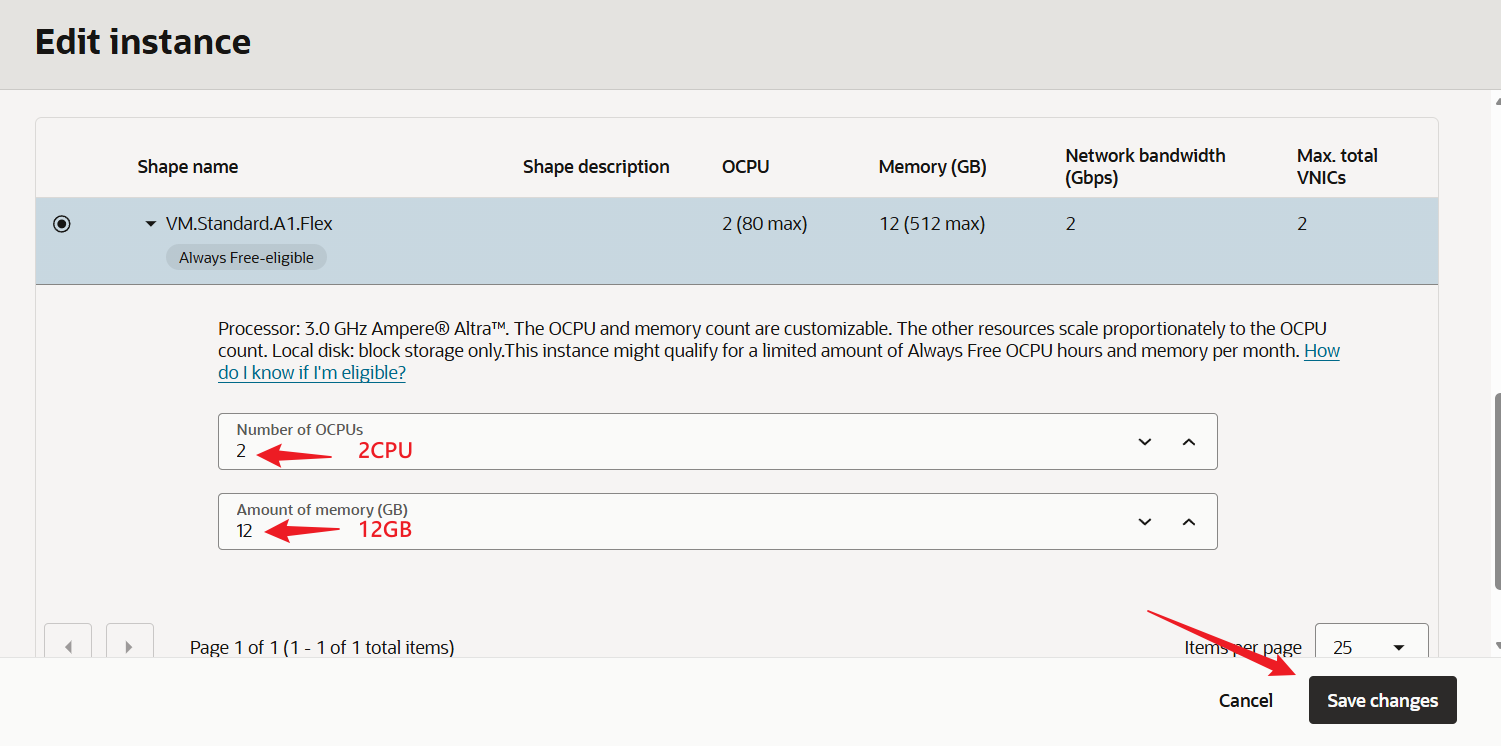 Localized screenshot for How to manually downgrade an Oracle Cloud instance to stay within the free tier