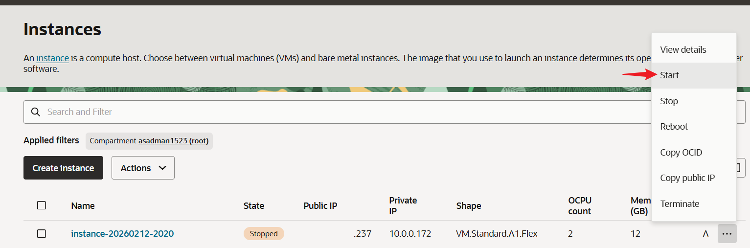 Localized screenshot for How to manually downgrade an Oracle Cloud instance to stay within the free tier