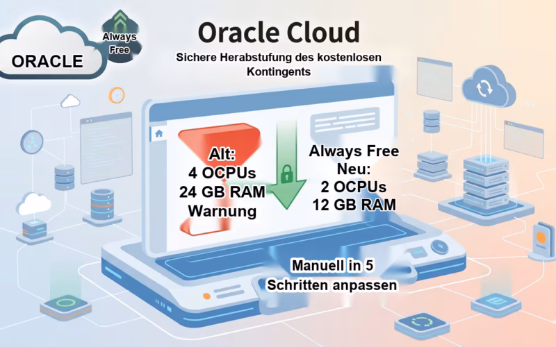 Lokalisierter Screenshot für So führen Sie ein manuelles Downgrade des Cloud-Hosts Oracle durch, um das kostenlose Kontingent zu erreichen