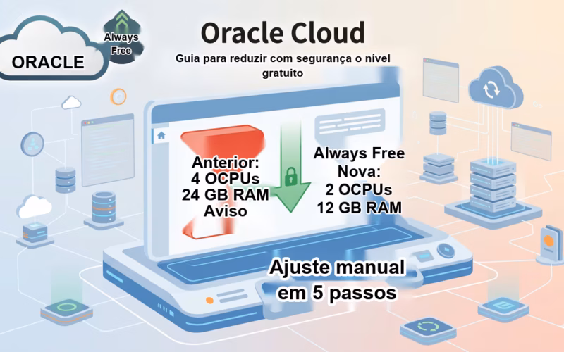 Captura de tela localizada para Como reduzir manualmente uma instância Oracle Cloud para o nível gratuito