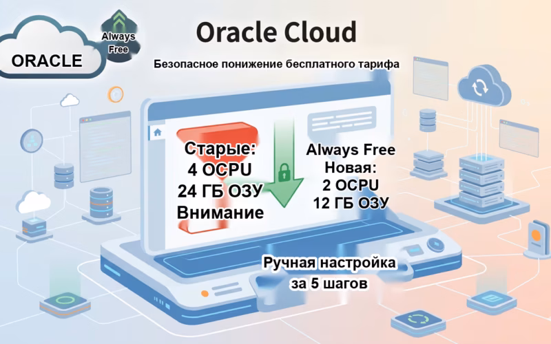 Локализованный скриншот для Как вручную понизить версию облачного хоста Oracle, чтобы удовлетворить бесплатную квоту
