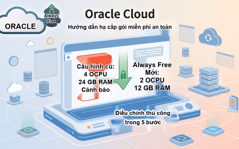 Ảnh chụp màn hình được bản địa hóa cho Cách hạ cấp thủ công máy chủ Oracle Cloud để giữ gói miễn phí