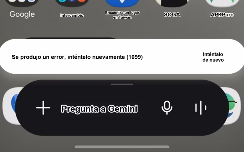 Captura de pantalla localizada para Cómo solucionar el error 1099 en la app Gemini