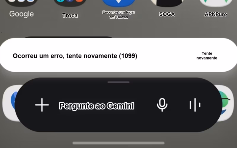 Captura de tela localizada para Como corrigir o erro 1099 no Gemini App