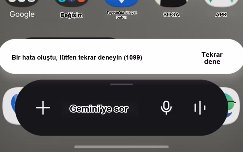 Gemini App 1099 hatası nasıl düzeltilir? için yerelleştirilmiş ekran görüntüsü